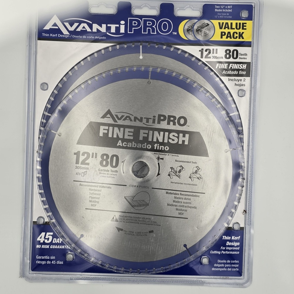 NEW TWO PACK Avanti Pro 12" 80 Teeth Fine Finish Saw Blade Factory Sealed